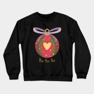 Christmas tree red ornament with heart Crewneck Sweatshirt